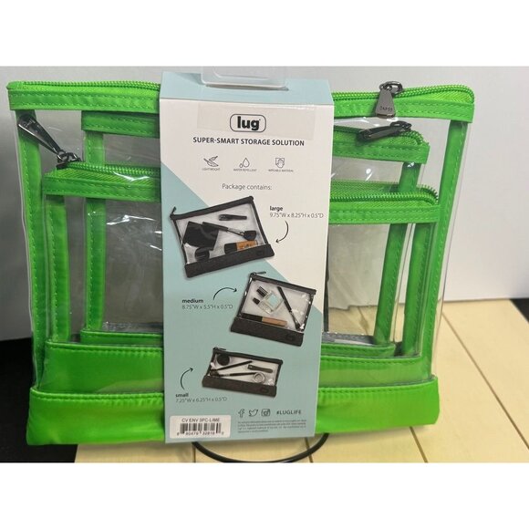 Lug Clearview Envelopes with Zipper 3 pc set - Lime - Picture 2 of 3